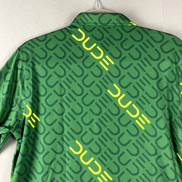 Waggle Dude Golf Polo Shirt Mens Medium Green Short Sleeve Allover Print - Picture 8 of 12